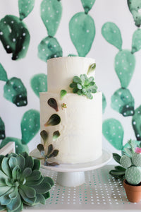 A beautiful picture with plants on a cake