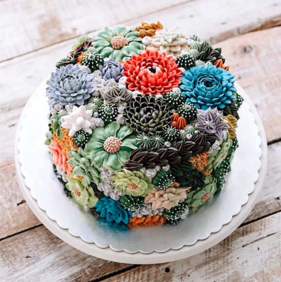 Cakes with plants on them