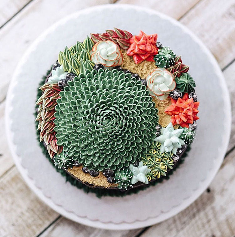 Cakes with plants on them