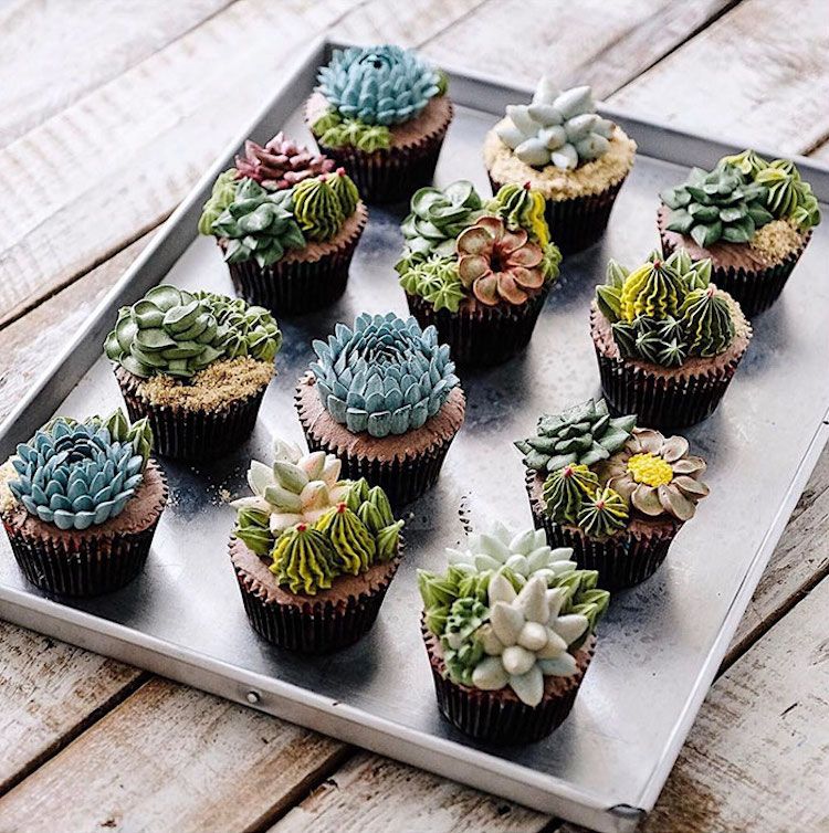 Cakes with plants on them